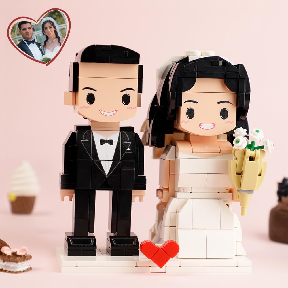 Custom Head Brick Figures Classic Version Personalized 2 People Small Particle Photo Building Blocks Couple