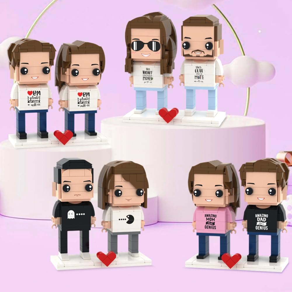 Custom Head Brick Figures Classic Version Personalized 2 People Small Particle Photo Building Blocks Couple