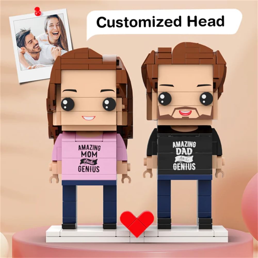 Custom Head Brick Figures Classic Version Personalized 2 People Small Particle Photo Building Blocks Couple