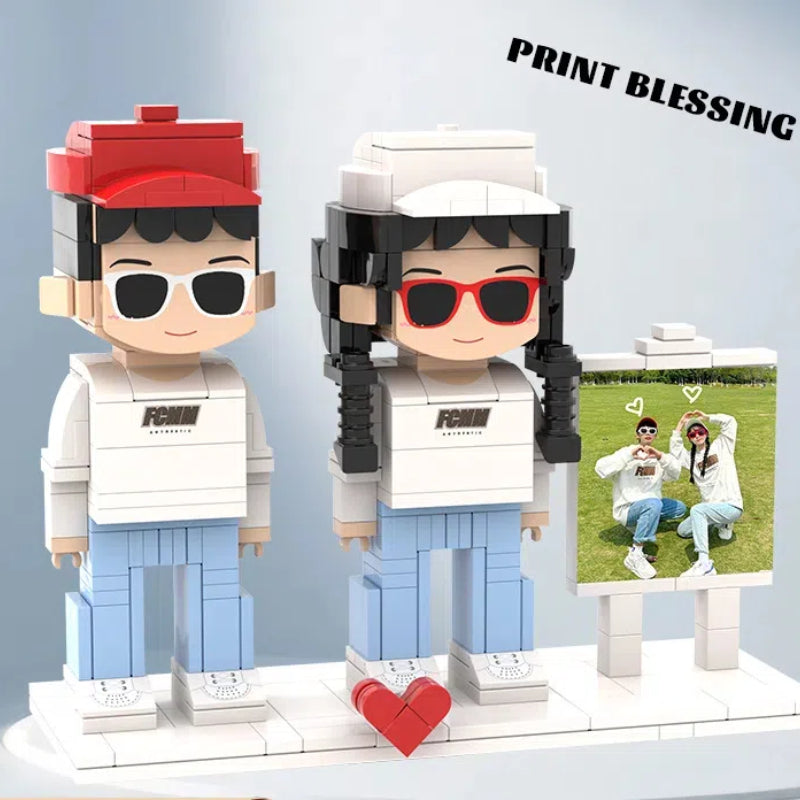 Hoto Building Blocks Portrait Doll DIY Hand Building Blocks Doll Assembling Couple Handmade Birthday Gift (Couple)