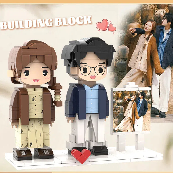Hoto Building Blocks Portrait Doll DIY Hand Building Blocks Doll Assembling Couple Handmade Birthday Gift