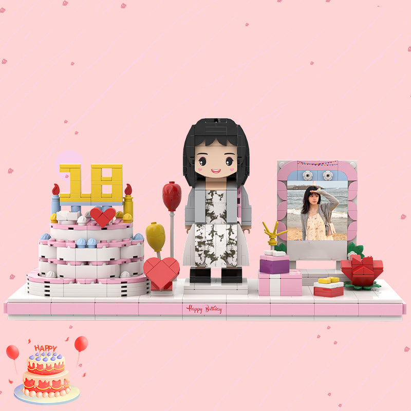 Birthday Gift Photo Building Block Portrait Diy Doll Handmade Girlfriend Boyfriend Memorial Gift(happy birthday)
