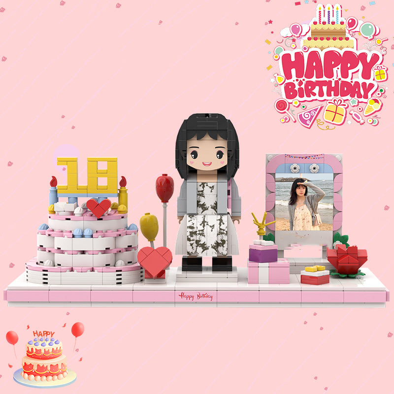 Birthday Gift Photo Building Block Portrait Diy Doll Handmade Girlfriend Boyfriend Memorial Gift(happy birthday)