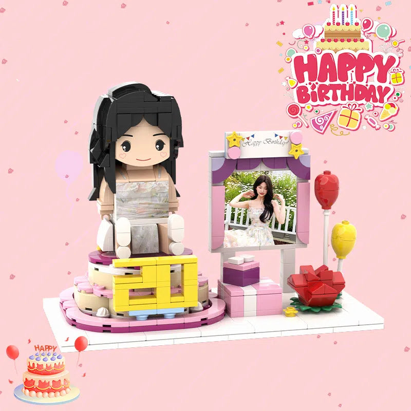 Birthday Gift Photo Building Block Portrait Diy Doll Handmade Girlfriend Boyfriend Memorial Gift(happy birthday)