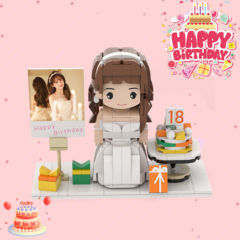 Birthday Gift Photo Building Block Portrait Diy Doll Handmade Girlfriend Boyfriend Memorial Gift(happy birthday)