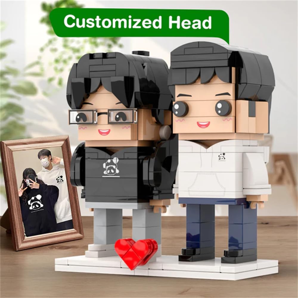 Custom Head Brick Figures Classic Version Personalized 2 People Small Particle Photo Building Blocks Couple