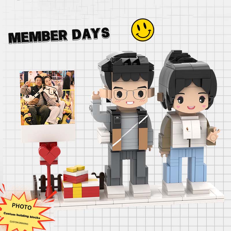 Hoto Building Blocks Portrait Doll DIY Hand Building Blocks Doll Assembling Couple Handmade Birthday Gift (Couple)
