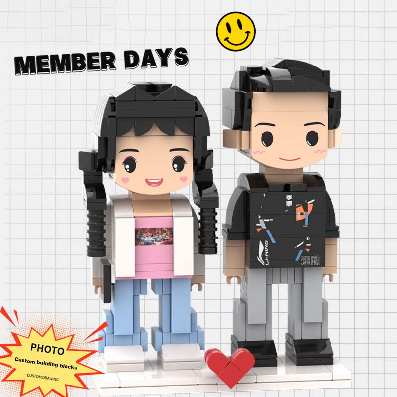 Hoto Building Blocks Portrait Doll DIY Hand Building Blocks Doll Assembling Couple Handmade Birthday Gift (Couple)