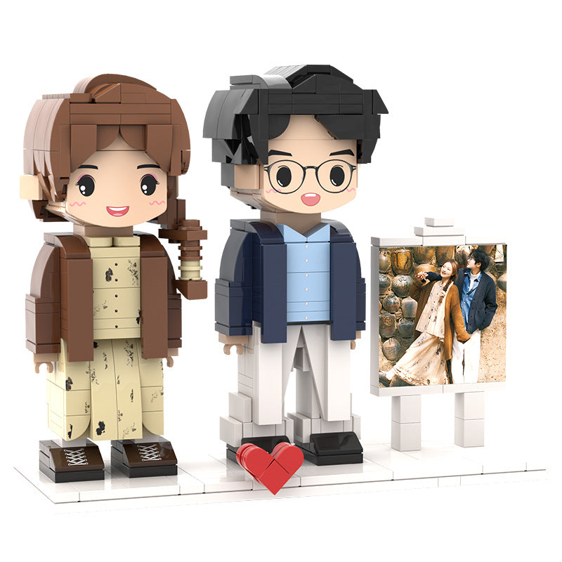 Hoto Building Blocks Portrait Doll DIY Hand Building Blocks Doll Assembling Couple Handmade Birthday Gift