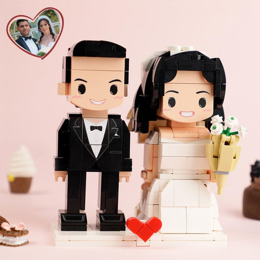 Custom Head Brick Figures Classic Version Personalized 2 People Small Particle Photo Building Blocks Couple