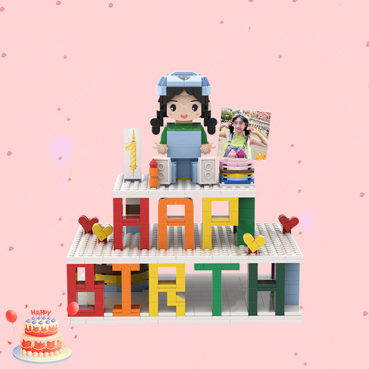 Birthday Gift Photo Building Block Portrait Diy Doll Handmade Girlfriend Boyfriend Memorial Gift(happy birthday)
