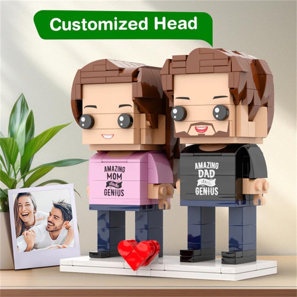 Custom Head Brick Figures Classic Version Personalized 2 People Small Particle Photo Building Blocks Couple