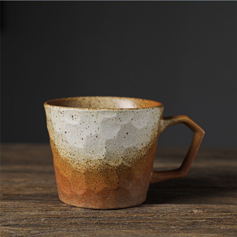 Hand-cut Glass Vintage Mug Large Capacity Water Cup Coarse Pottery Coffee Cup with Gift Package