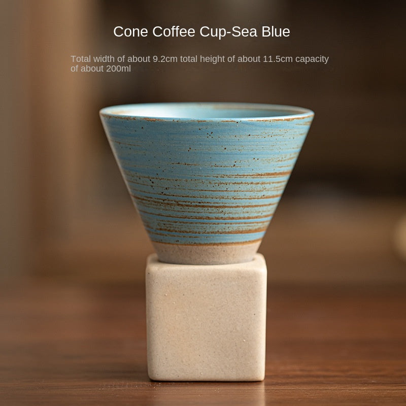 Creative INS Ice Cream Cone Coffee Cup Kiln into Retro Coarse Pottery Ceramic Coffee Cup