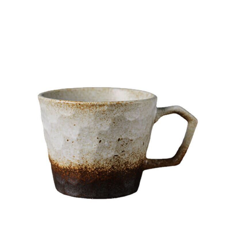 Hand-cut Glass Vintage Mug Large Capacity Water Cup Coarse Pottery Coffee Cup with Gift Package