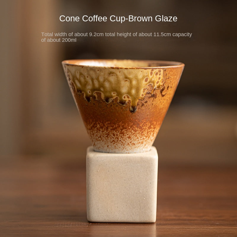 Creative INS Ice Cream Cone Coffee Cup Kiln into Retro Coarse Pottery Ceramic Coffee Cup